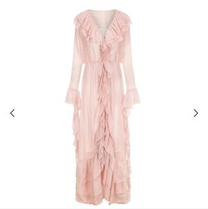 Nana Jacqueline Blush Pink Ruffle-Trim Maxi Dress